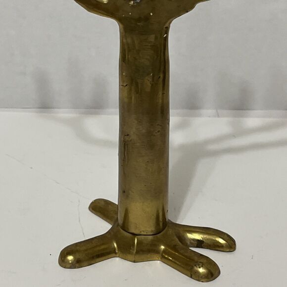 Vintage Solid Brass MCM Brutalist Style Tree Of Life Menora Judaica 10” Patina - Picture 6 of 12